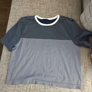 Lululemon Striped Navy and White athletic Shirt